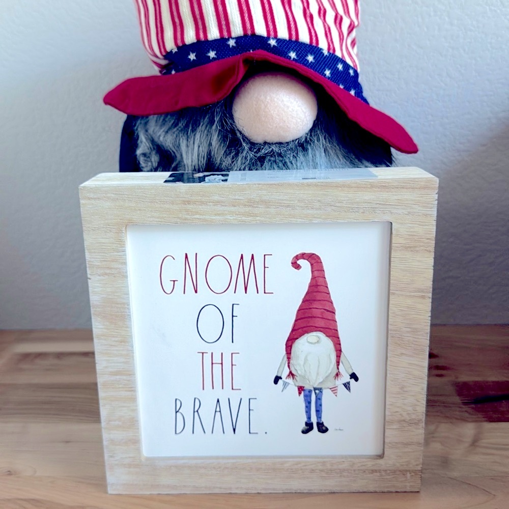 🇺🇸 RAE DUNN GNOME OF THE BRAVE WOODEN SIGN JULY SUMMER MILITARY HOME DECOR